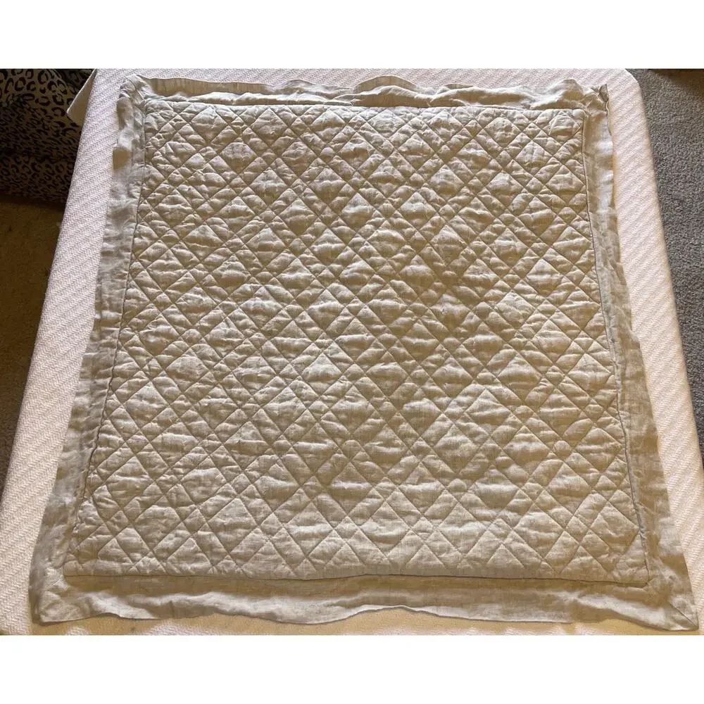 PINE CONE HILL WASHED 100% LINEN QUILTED NATURAL EURO SHAM
